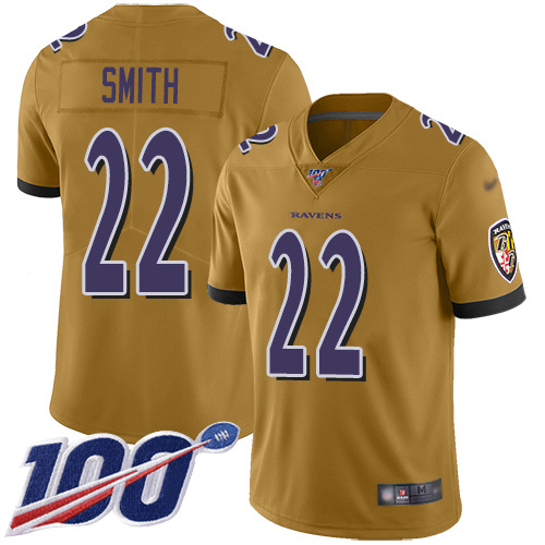 Baltimore Ravens Limited Gold Men Jimmy Smith Jersey NFL Football 22 100th Season Inverted Legend